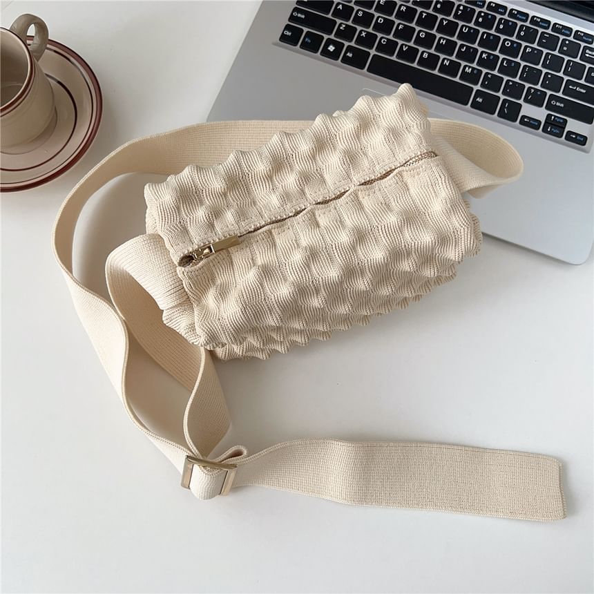 Plain Textured Knit Crossbody Bag SpreePicky