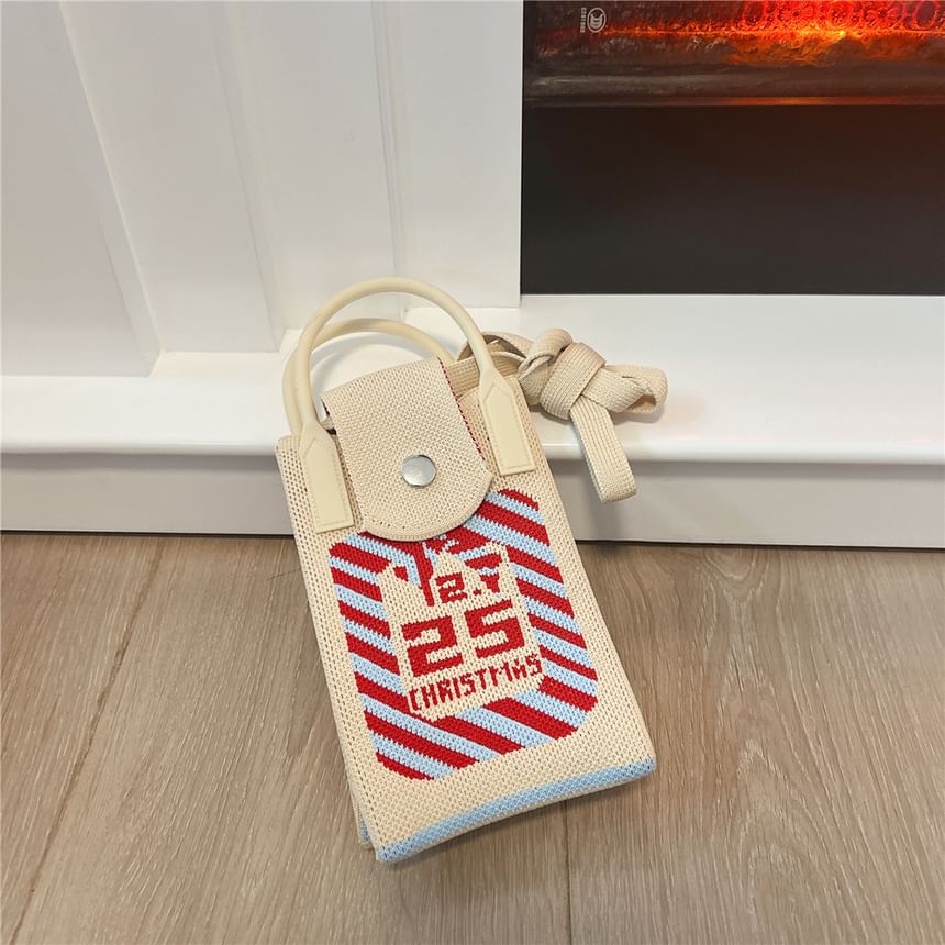 Christmas Print Knit Mobile Phone Crossbody Bag SpreePicky