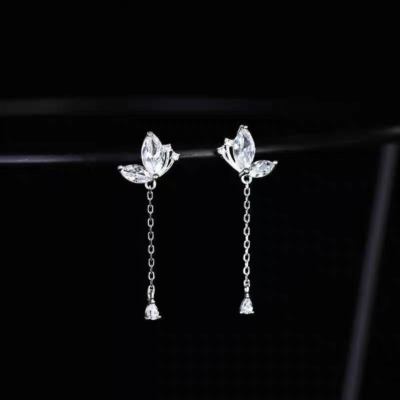 Rhinestone Floral Drop Earring SpreePicky