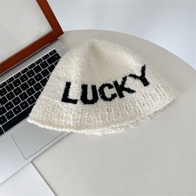 Lettering Knit Cloche Hat SpreePicky