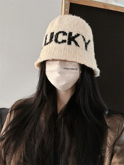 Lettering Knit Cloche Hat SpreePicky