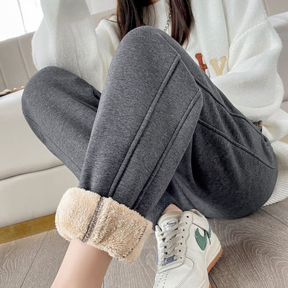 Fleece Lined Plain Sweatpants SpreePicky