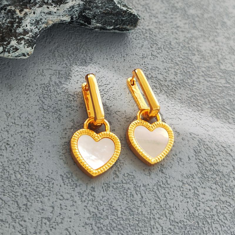 Heart Acrylic Shell Asymmetrical Alloy Drop Earring SpreePicky