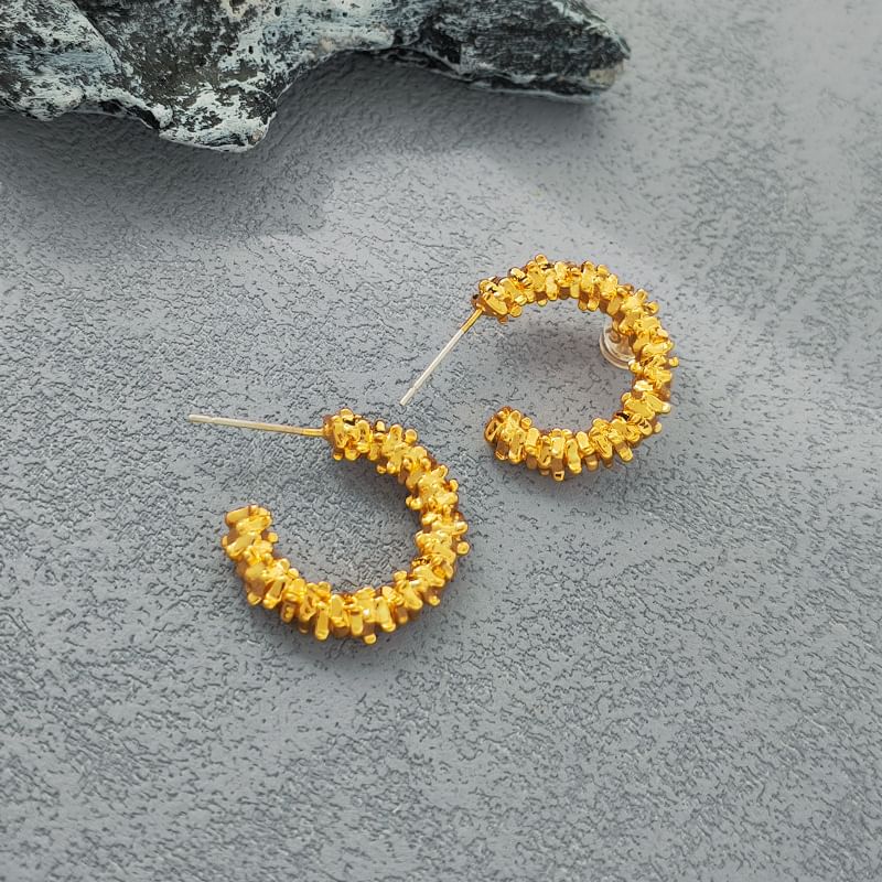 Textured Alloy Open Hoop Earring SpreePicky