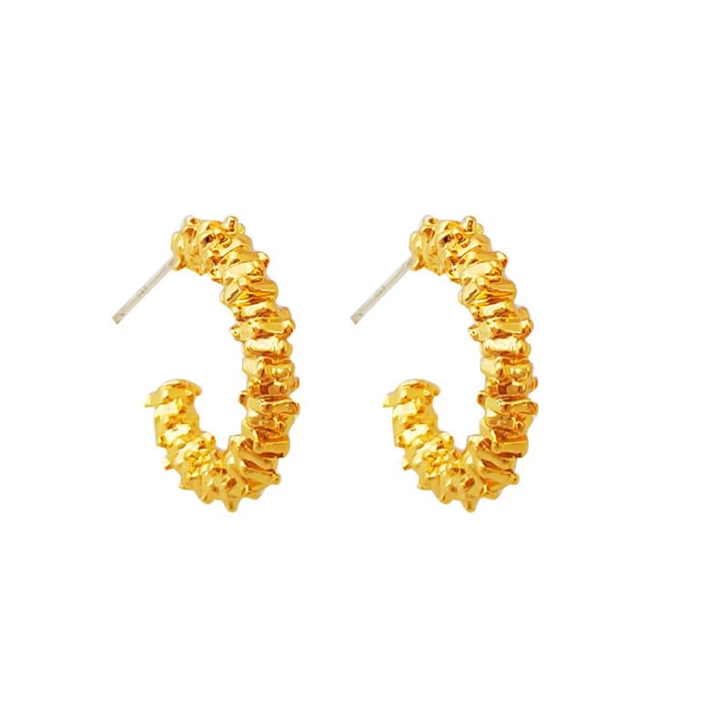 Textured Alloy Open Hoop Earring SpreePicky