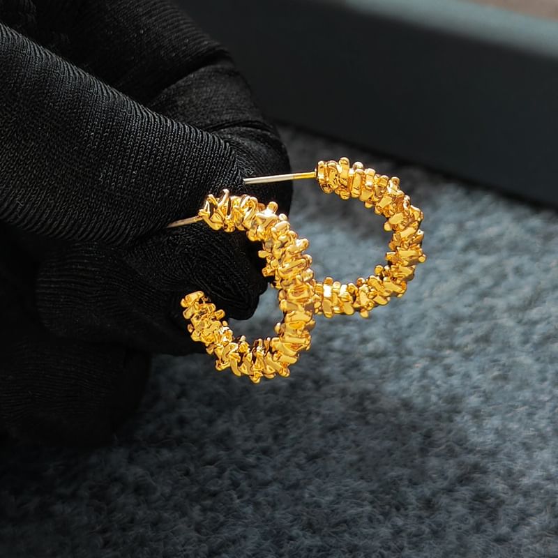 Textured Alloy Open Hoop Earring SpreePicky