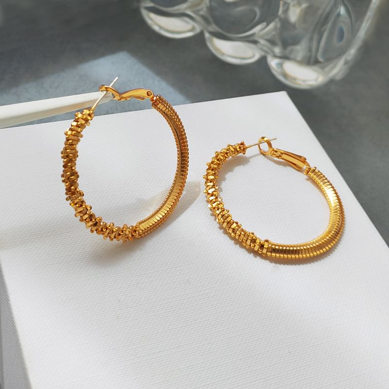 Textured Alloy Hoop Earring SpreePicky