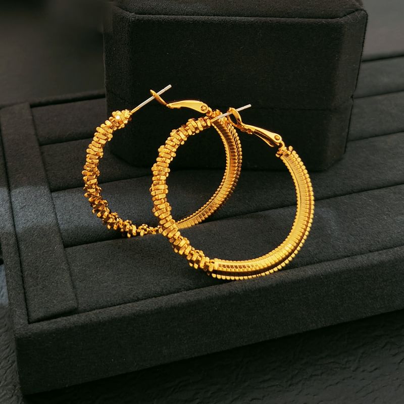 Textured Alloy Hoop Earring SpreePicky