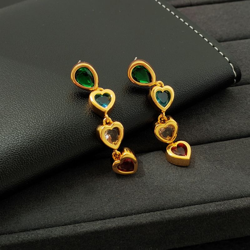 Heart Rhinestone Alloy Dangle Earring SpreePicky