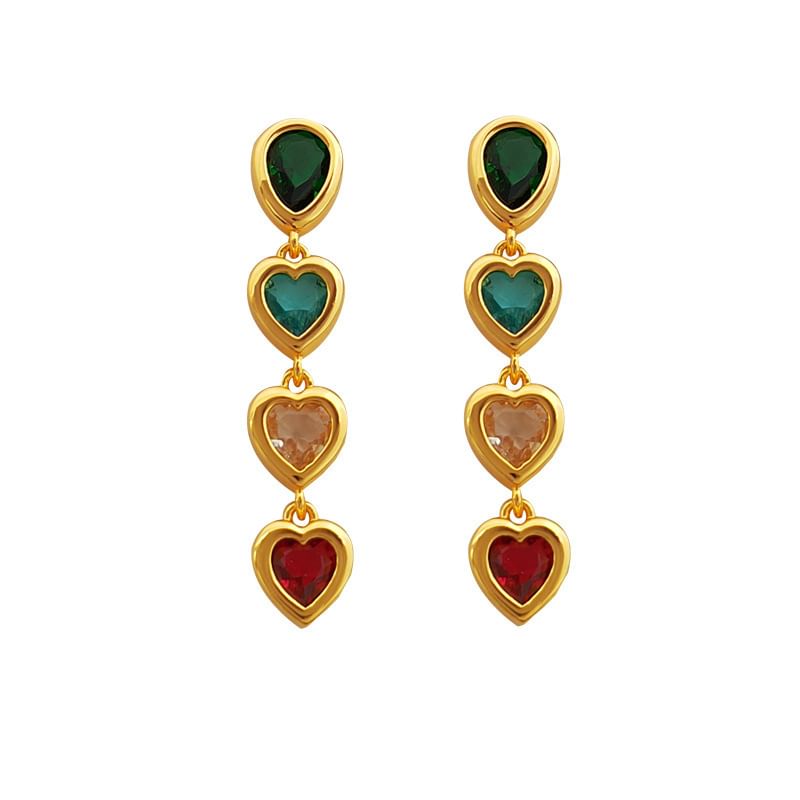 Heart Rhinestone Alloy Dangle Earring SpreePicky