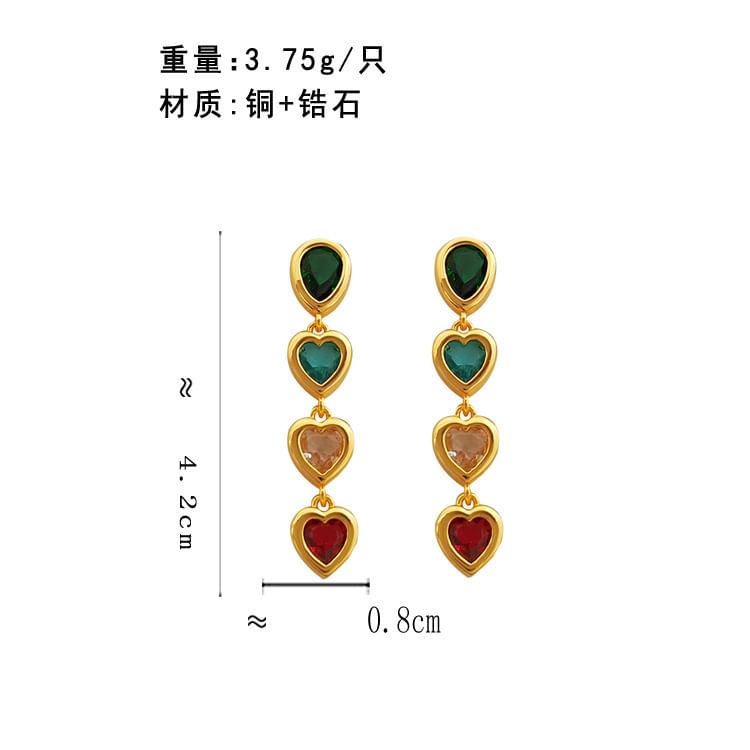 Heart Rhinestone Alloy Dangle Earring SpreePicky