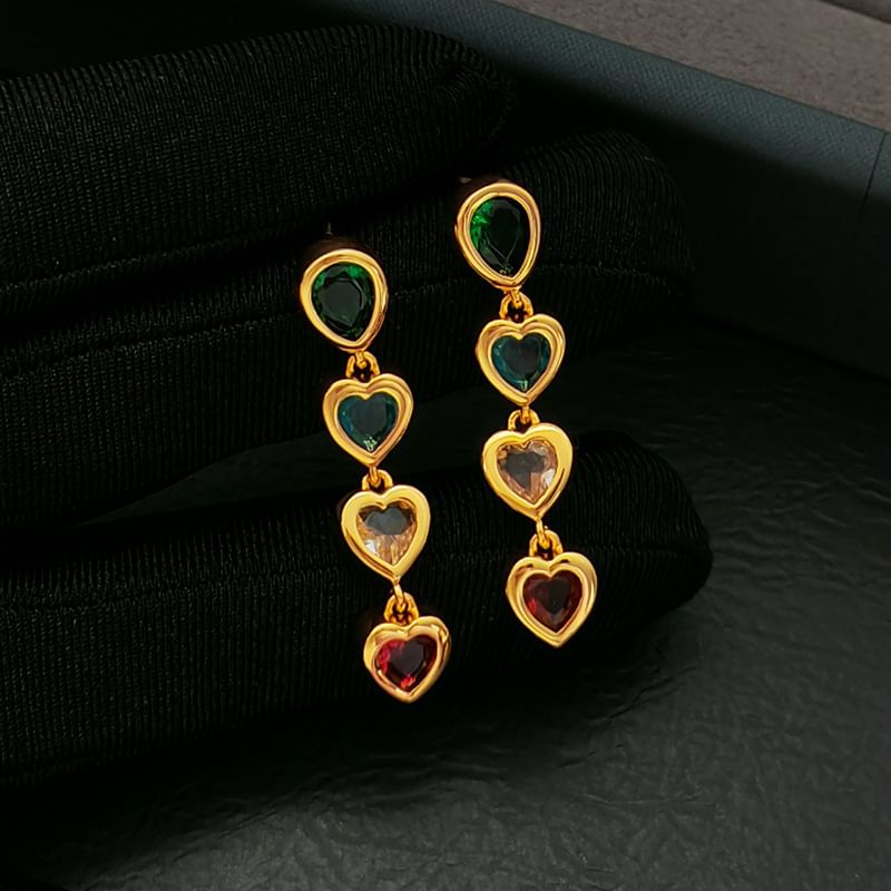 Heart Rhinestone Alloy Dangle Earring SpreePicky