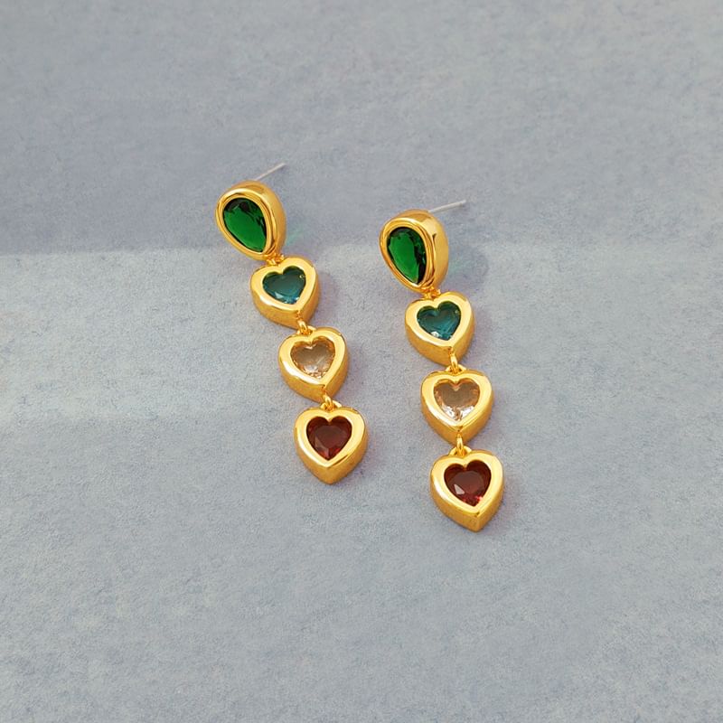 Heart Rhinestone Alloy Dangle Earring SpreePicky