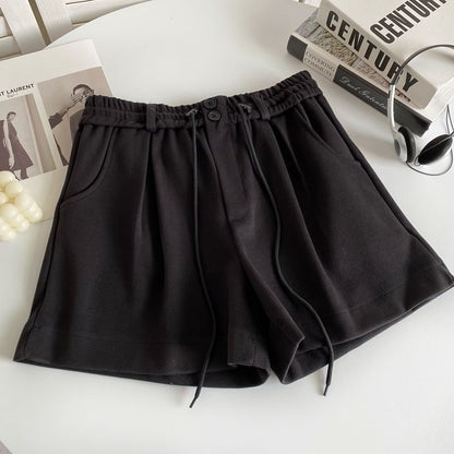 Drawstring Waist Plain Shorts mySite