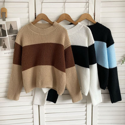 Crew Neck Two Tone Sweater mySite