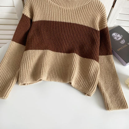 Crew Neck Two Tone Sweater mySite