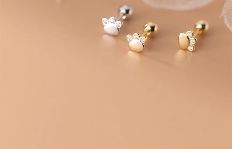 Rhinestone Paw Ear Stud mySite