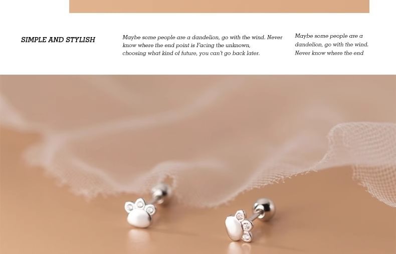 Rhinestone Paw Ear Stud mySite