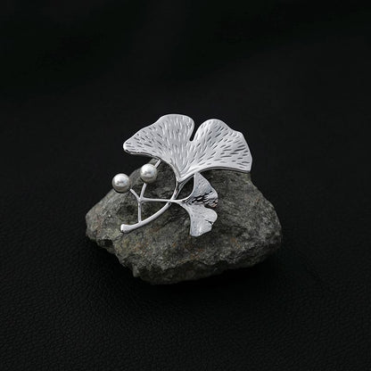 Ginkgo Faux Pearl Brooch SpreePicky