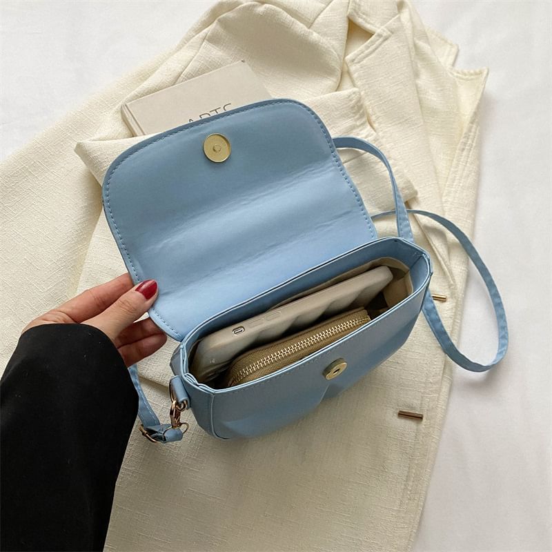 Faux Leather Top Handle Flap Crossbody Bag SpreePicky