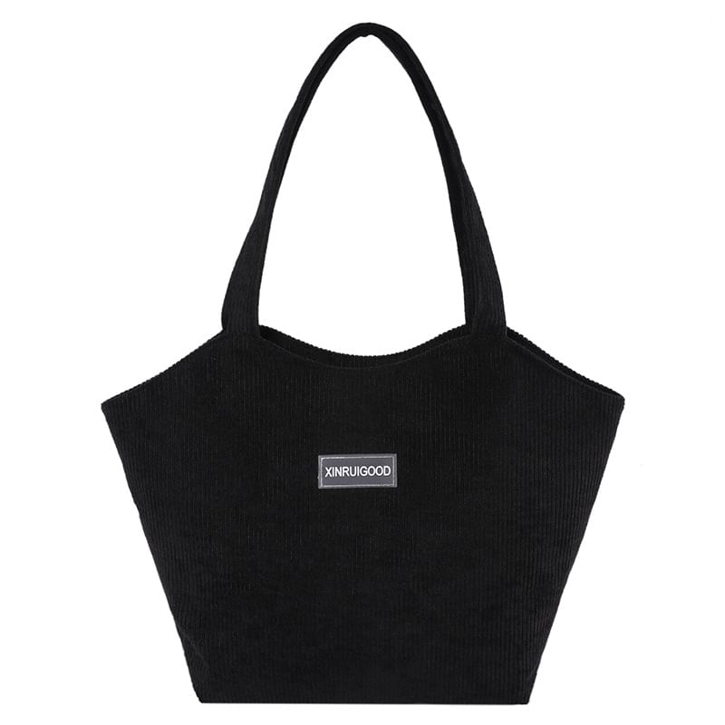 Corduroy Label Applique Tote Bag SpreePicky