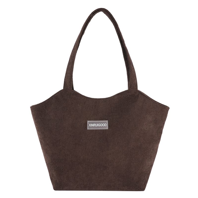 Corduroy Label Applique Tote Bag SpreePicky