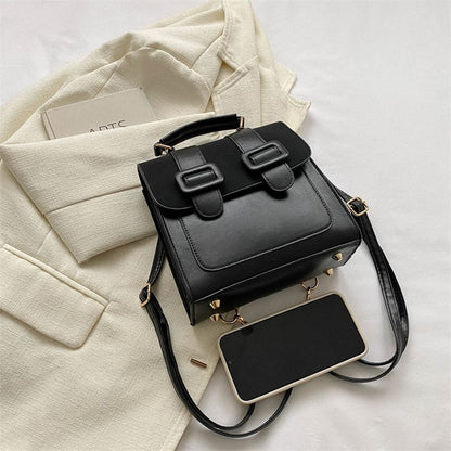 Faux Leather Buckled Flap Crossbody Bag SpreePicky