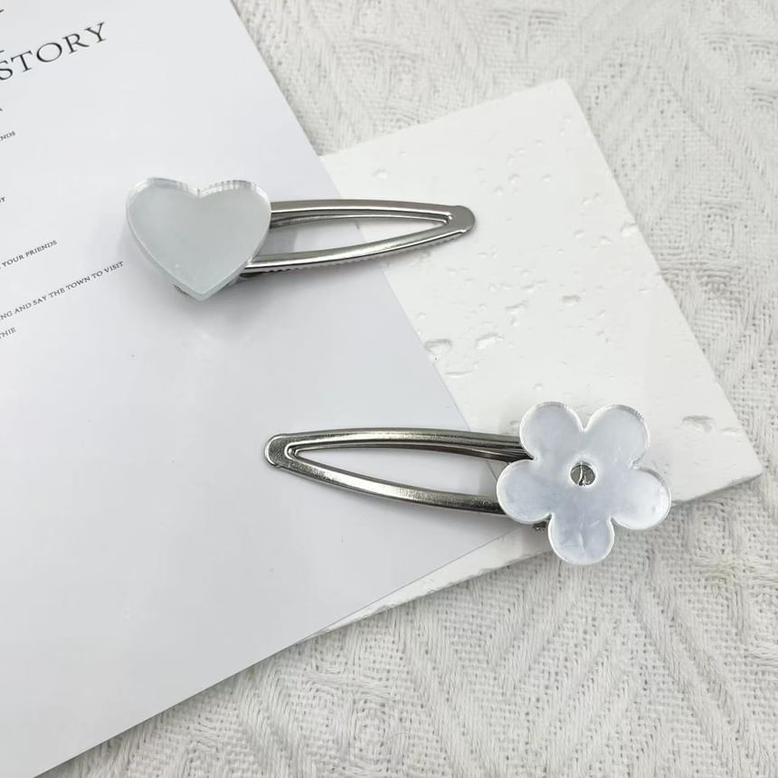 Heart / Floral Mirrored Alloy Hair Clip (Various Designs) mySite