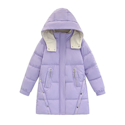 Hooded Two Tone Plain Puffer Coat SpreePicky