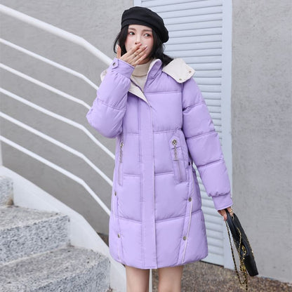 Hooded Two Tone Plain Puffer Coat SpreePicky