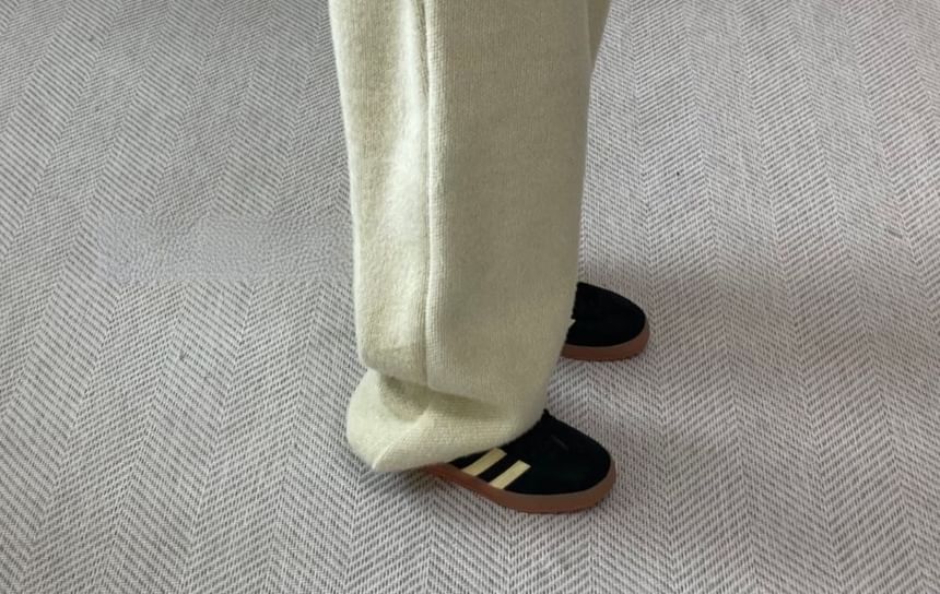 Mid Rise Plain Fleece Wide Leg Sweatpants SpreePicky