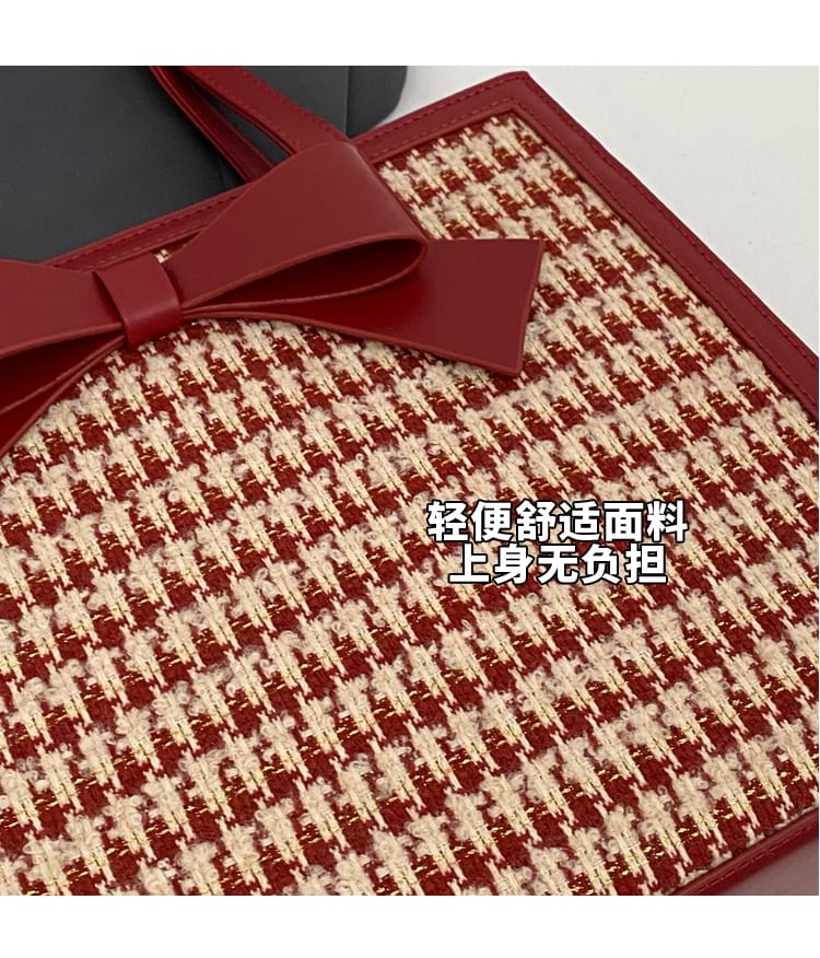 Bow Panel Tweed Tote Bag SpreePicky