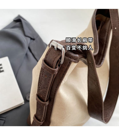 Two Tone Faux Leather Bucket Bag mySite