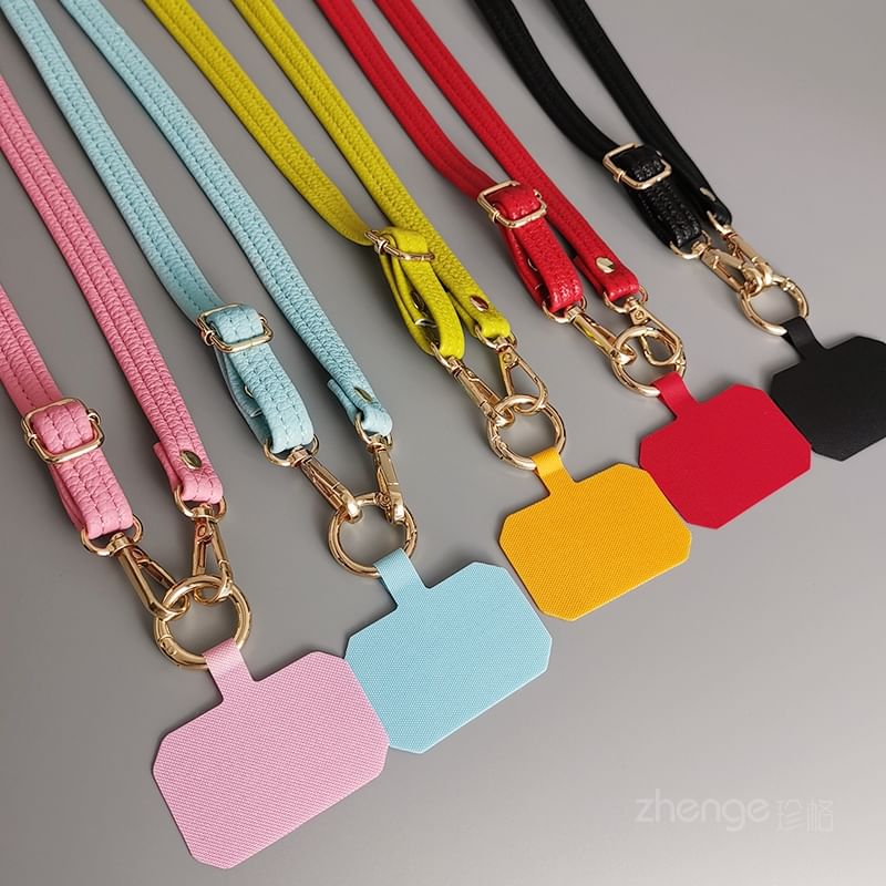 Plain Faux Leather Phone Lanyard SpreePicky