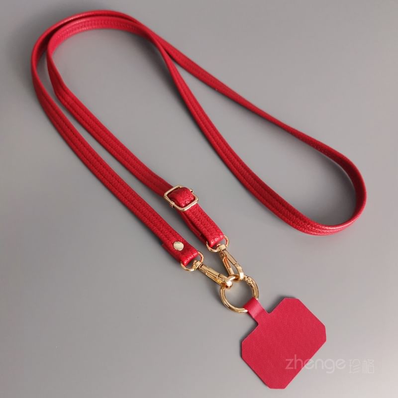 Plain Faux Leather Phone Lanyard SpreePicky