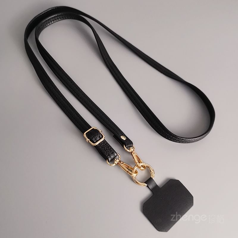 Plain Faux Leather Phone Lanyard SpreePicky