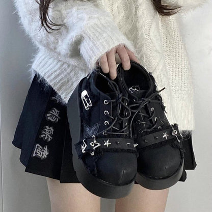 Platform Plain Buckled Lace Ups mySite