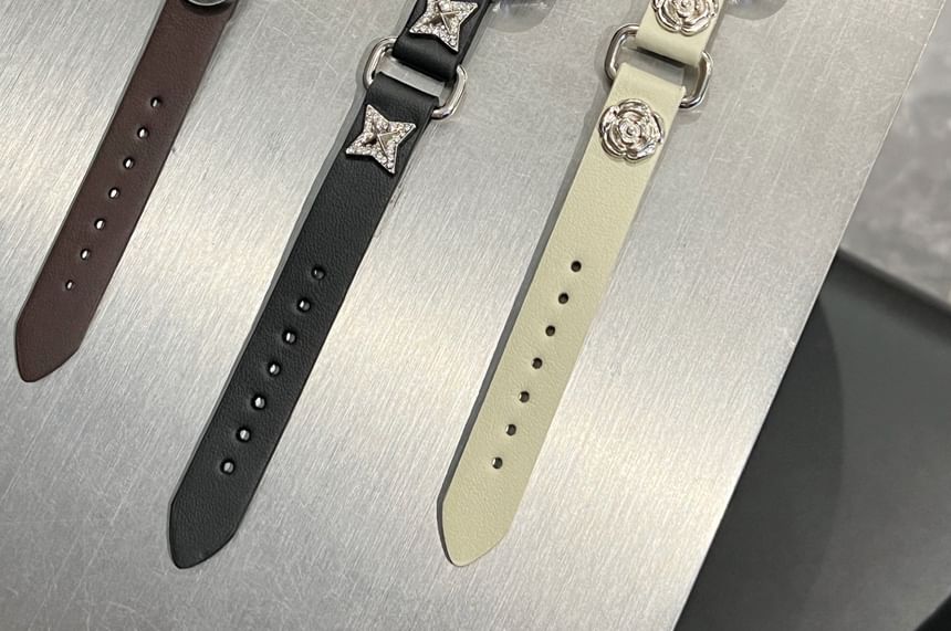 Star Alloy Studded Faux Leather Apple Watch Band SpreePicky