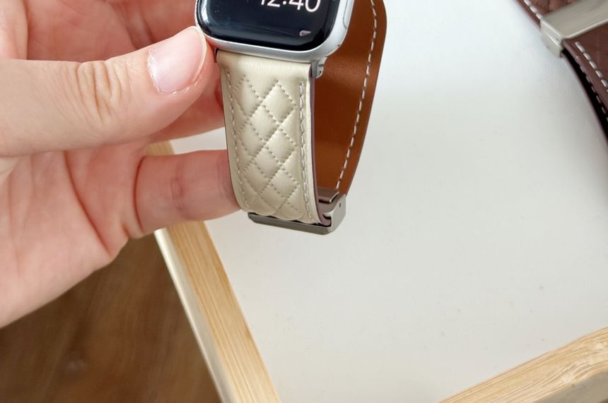 Quilted Faux Leather Magnetic Apple Watch Band SpreePicky