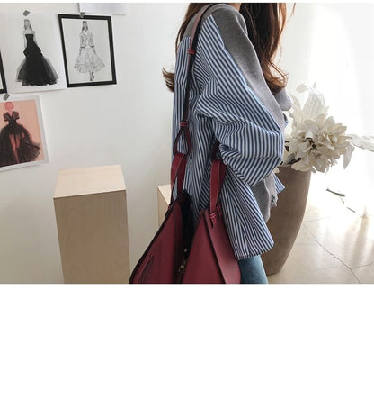 V-Neck Striped Panel Cardigan SpreePicky