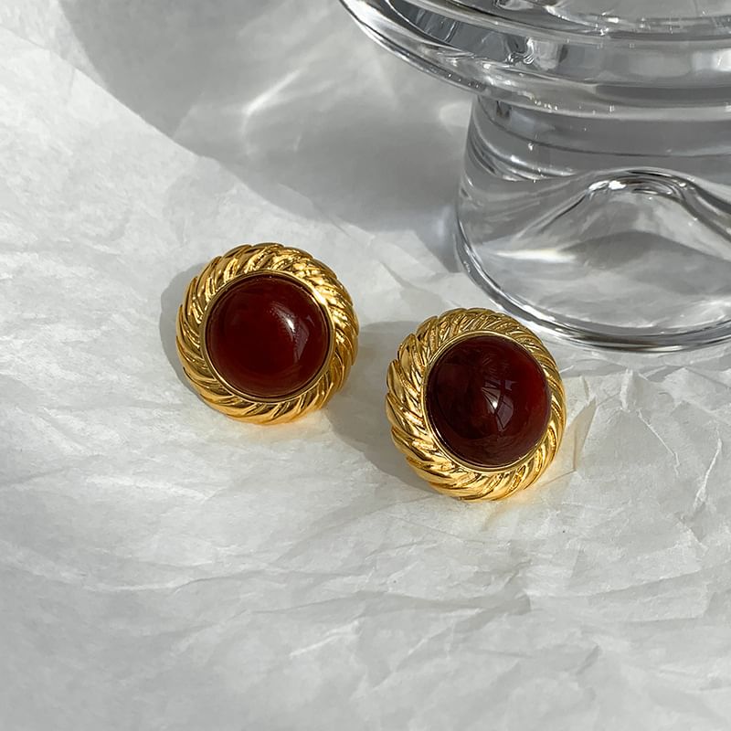 Faux Gemstone Alloy Stud Earring SpreePicky