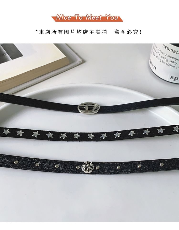 Faux Leather Studded Choker SpreePicky