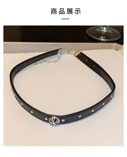 Faux Leather Studded Choker SpreePicky