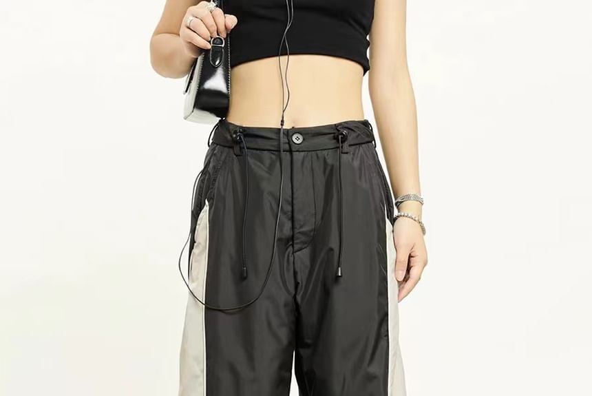 High Waist Color-Block Loose-Fit Wide-Leg Sweatpants SpreePicky