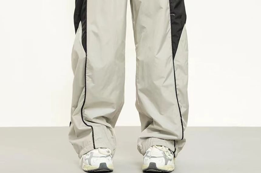 High Waist Color-Block Loose-Fit Wide-Leg Sweatpants SpreePicky