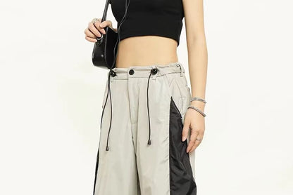 High Waist Color-Block Loose-Fit Wide-Leg Sweatpants SpreePicky