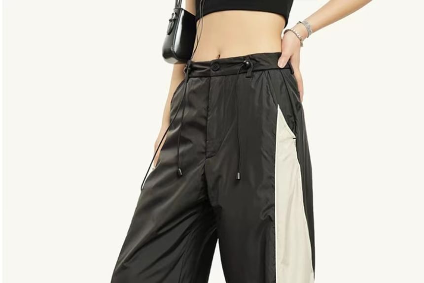 High Waist Color-Block Loose-Fit Wide-Leg Sweatpants SpreePicky