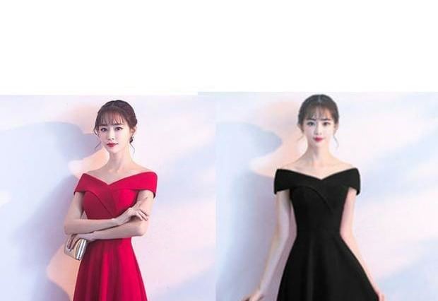 Off Shoulder Plain A-Line Evening Gown SpreePicky