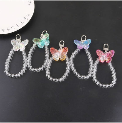 Butterfly Acrylic Bead Bag Charm Keyring SpreePicky