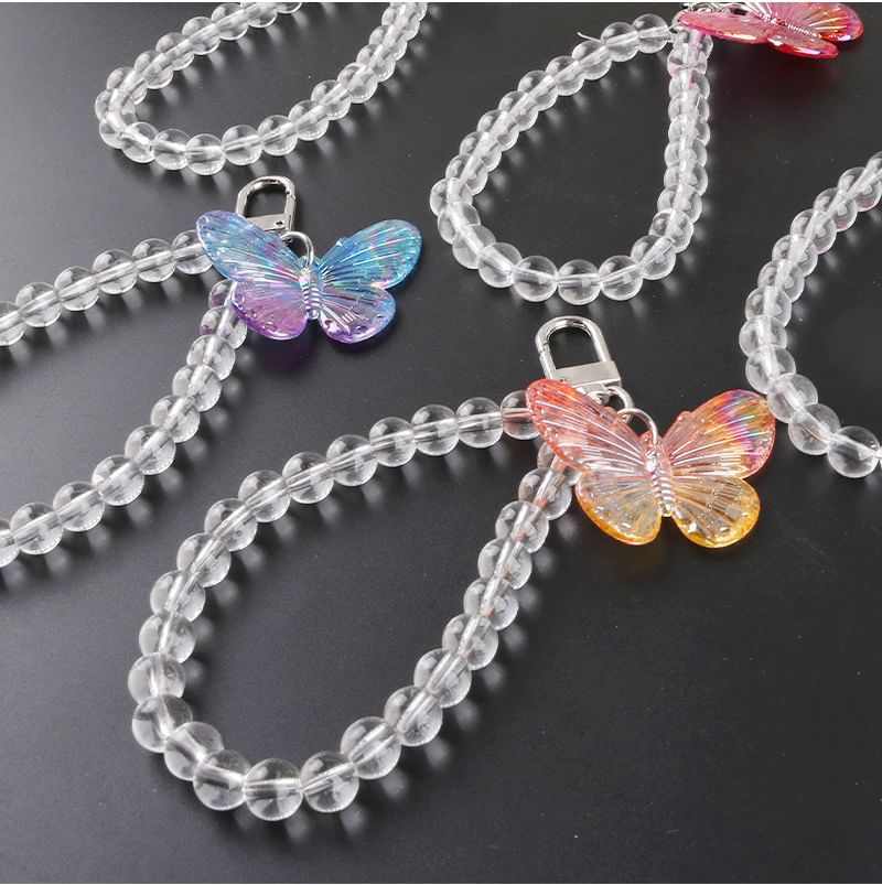 Butterfly Acrylic Bead Bag Charm Keyring SpreePicky